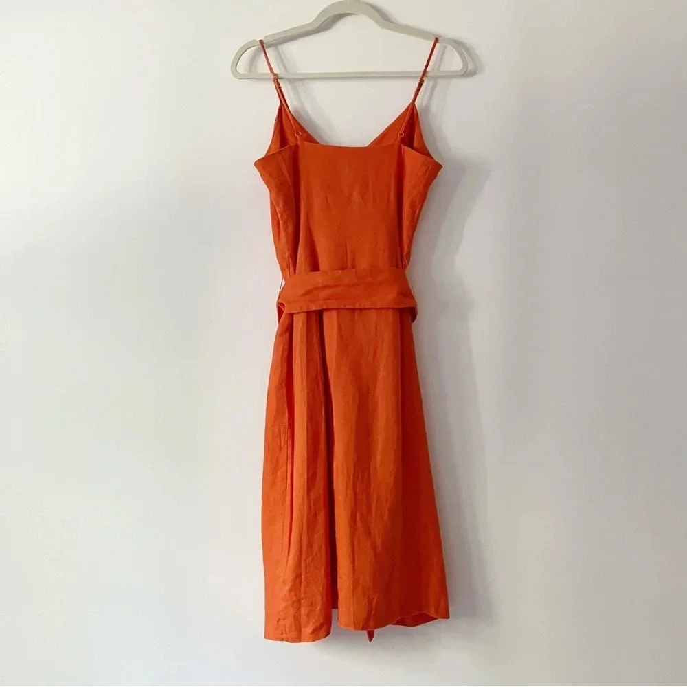 Joie Carnell  Buttoned Midi Belted Linen Dress in Warm Terracotta - Picture 5 of 7